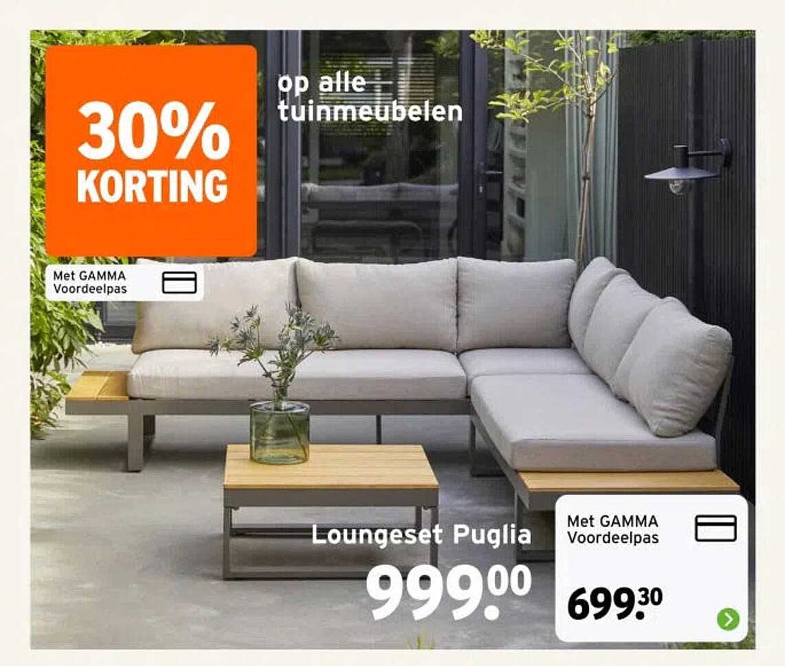 Loungeset Puglia 30% korting op alle tuinmeubelen