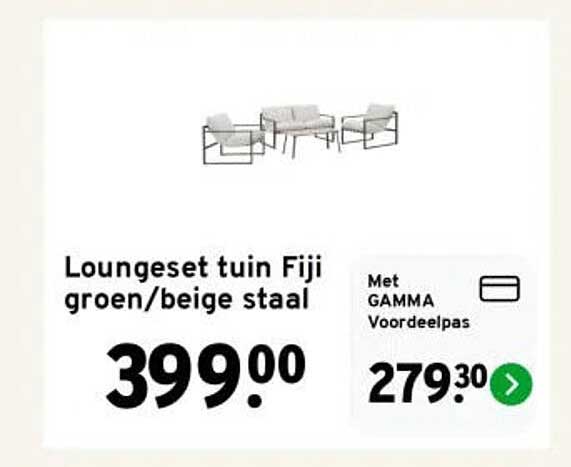 Loungeset tuin Fiji groen/beige staal