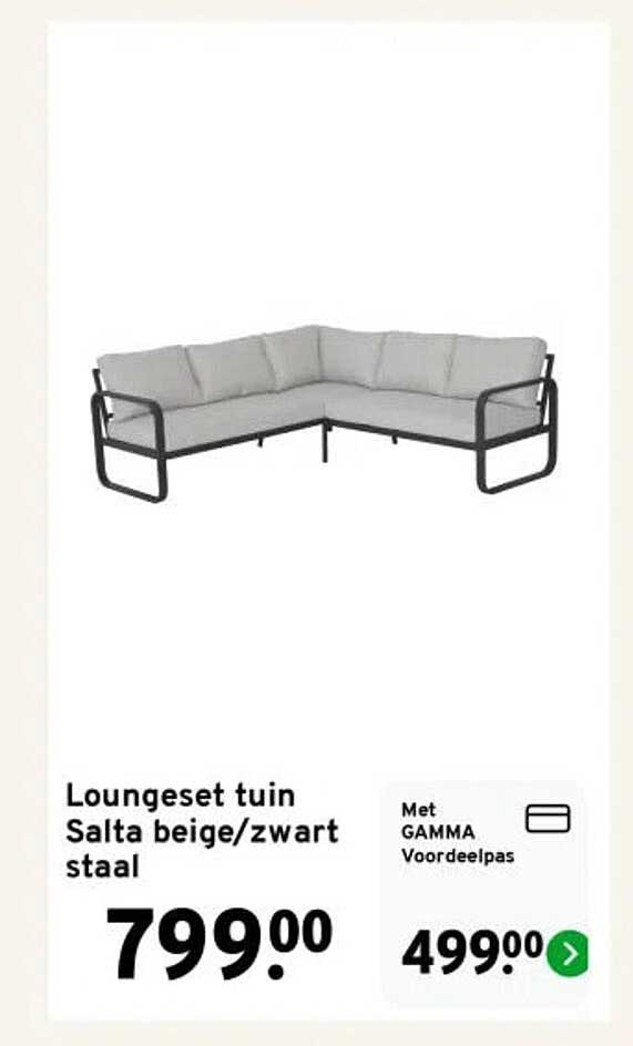 Loungeset tuin Salta beige/zwart staal