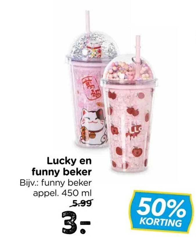 Lucky en funny beker Biv.: funny beker appel. 450 ml 50% KORTING