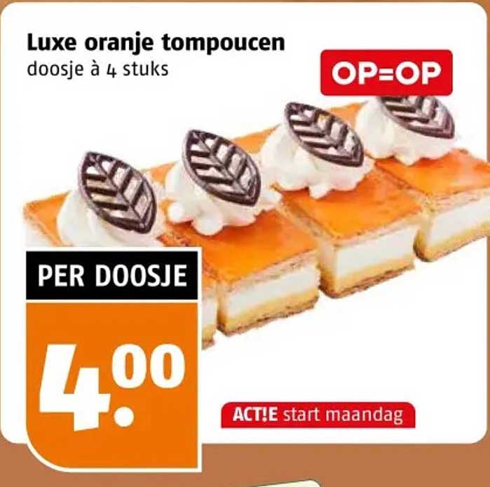Luxe oranje tompoucen doossje à 4 stuks