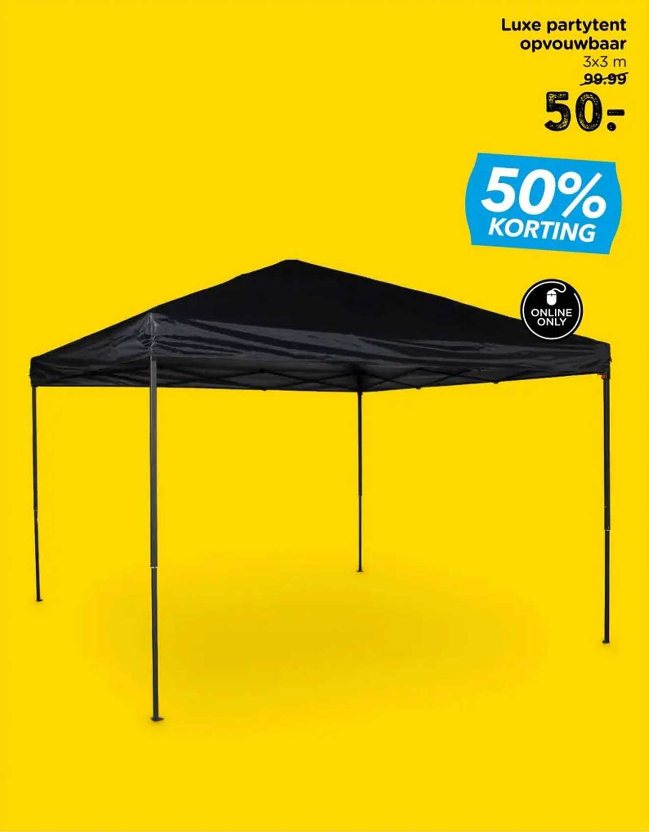 Luxe partytent opvouwbaar 3x3 m 50% KORTING