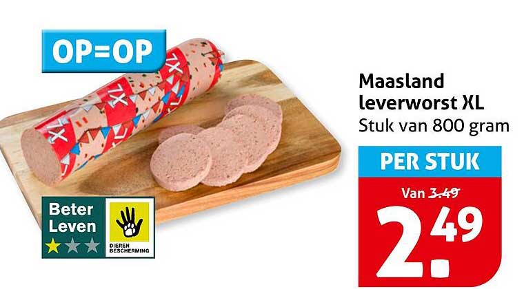 Maasland leverworst XL Stuk van 800 gram PER STUK