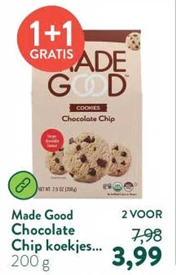 Made Good Chocolate Chip koekjes... 1+1 GRATIS