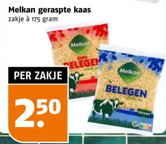 Melkan geraspte kaas zakje à 175 gram