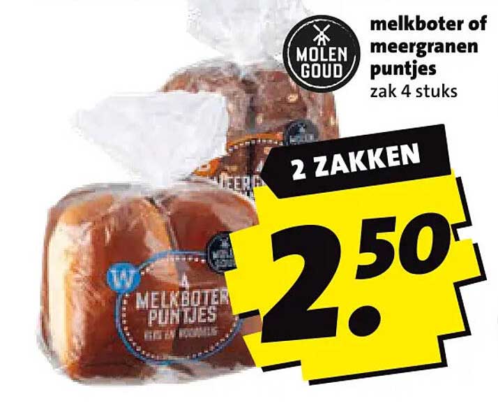 melkboter of meergranen puntjes zak 4 stuks 2 ZAKKEN