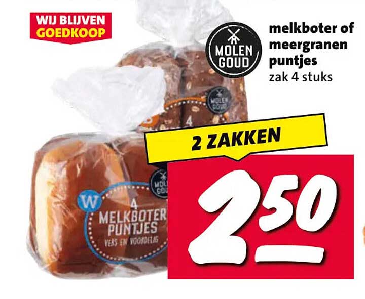 melkboter of meergranen puntjes zak 4 stuks 2 ZAKKEN