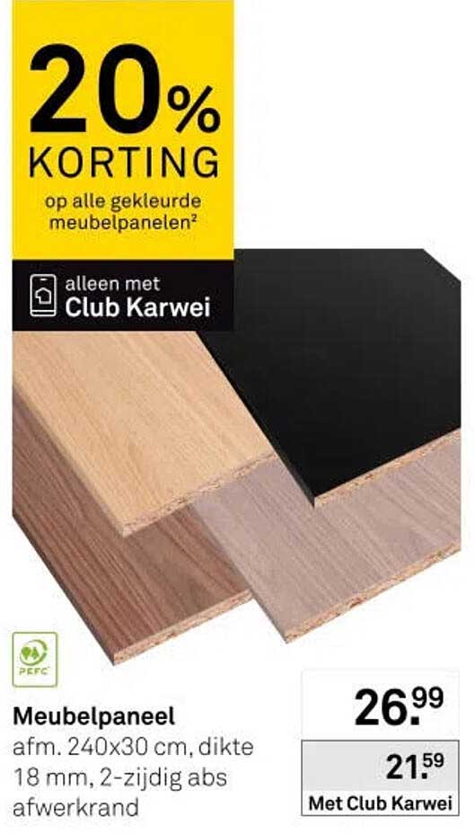 Meubelpaneel 20% KORTING op alle gekleurde meubelpanelen