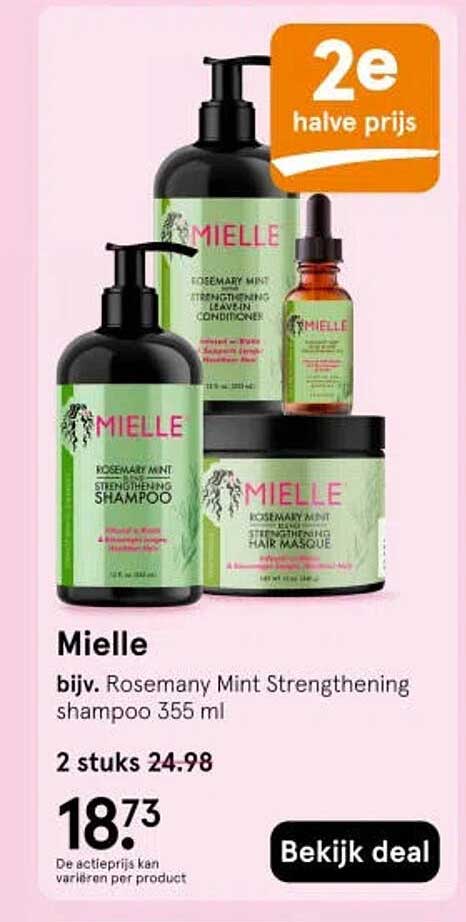 Mielle bijv. Rosemary Mint Strengthening shampoo 355 ml 2e halve prijs