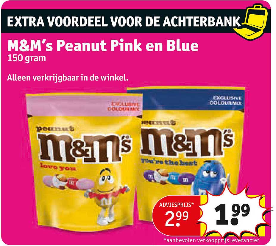 M&M’s Peanut Pink en Blue 150 gram