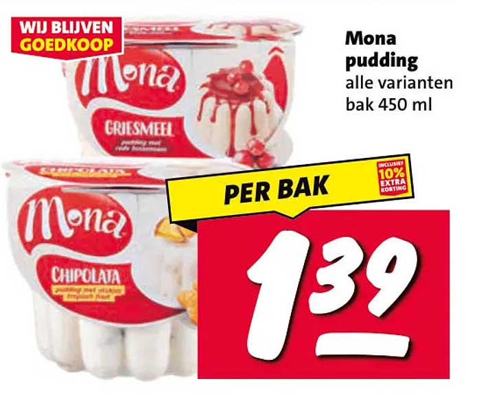 Mona pudding alle varianten bak 450 ml PER BAK