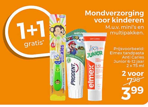 Mondverzorging voor kinderen 1+1 gratis