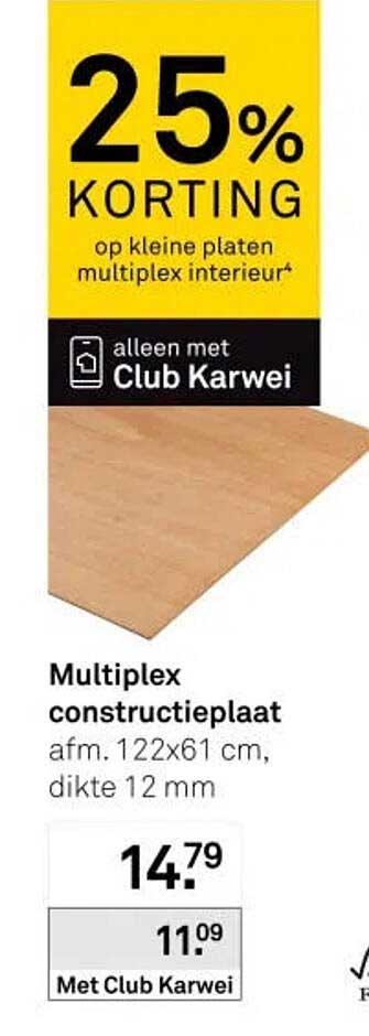 Multiplex constructieplaat 25% korting