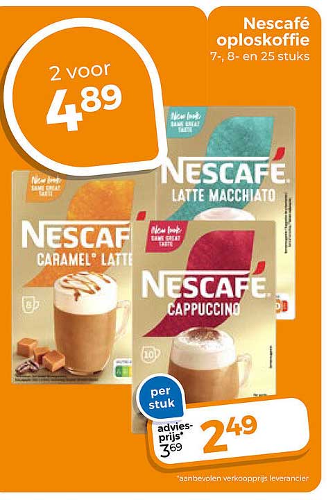 Nescafé oploskoffie 7-, 8- en 25 stuks