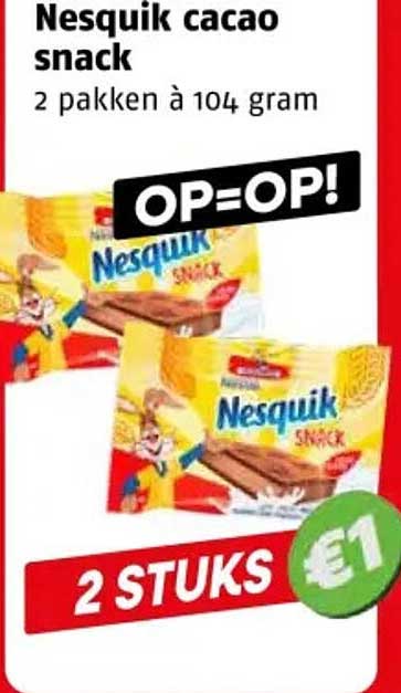 Nesquik cacao snack 2 pakken à 104 gram OP=OP!