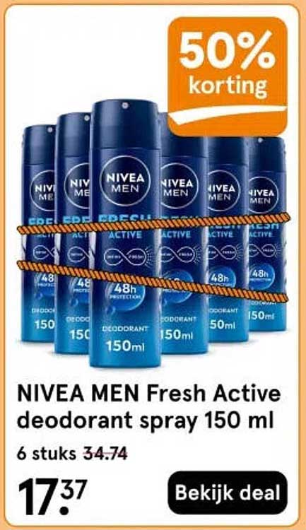 NIVEA MEN Fresh Active deodorant spray 150 ml 50% korting
