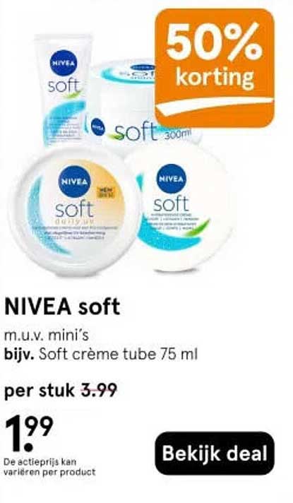 NIVEA soft 50% korting