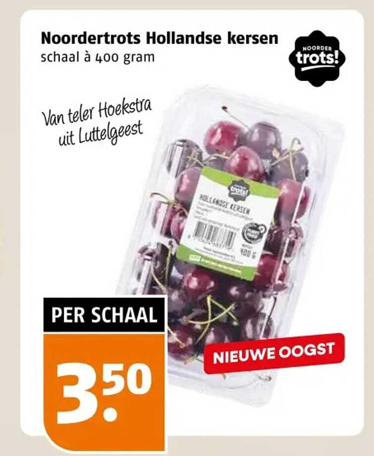 Noordertrots Hollandse kersen schaal à 400 gram nieuwe oogst