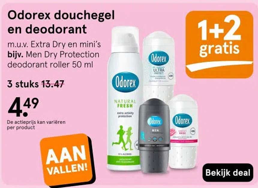 Odorex douchegel en deodorant 1+2 gratis