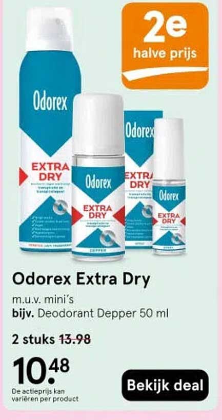 Odorex Extra Dry 2e halve prijs