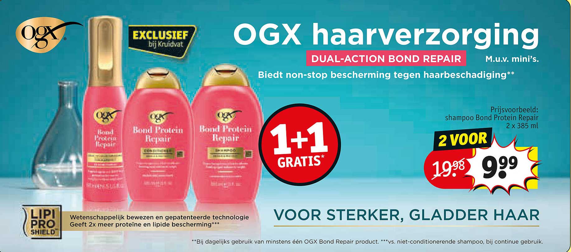 OGX haarverzorging DUAL-ACTION BOND REPAIR 1+1 GRATIS