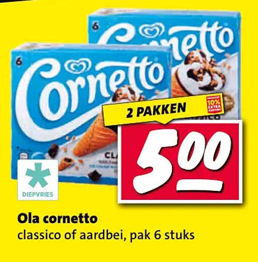 Ola cornetto classico of aardbei, pak 6 stuks 2 PAKKEN