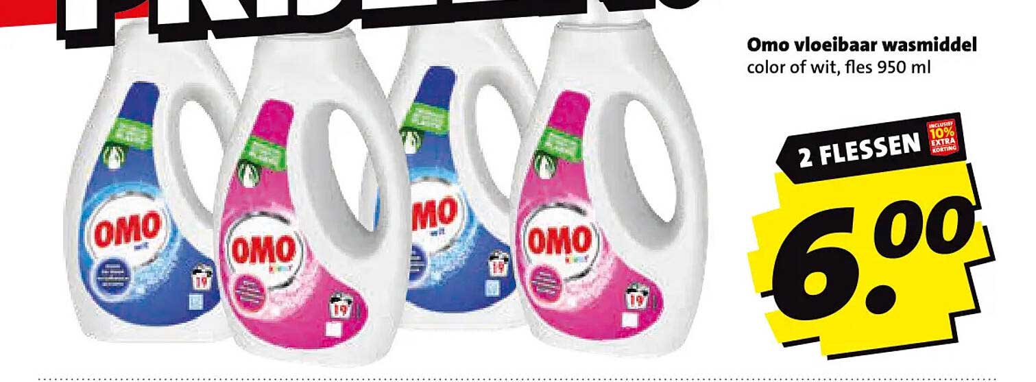 Omo vloeibaar wasmiddel color of wit, fles 950 ml