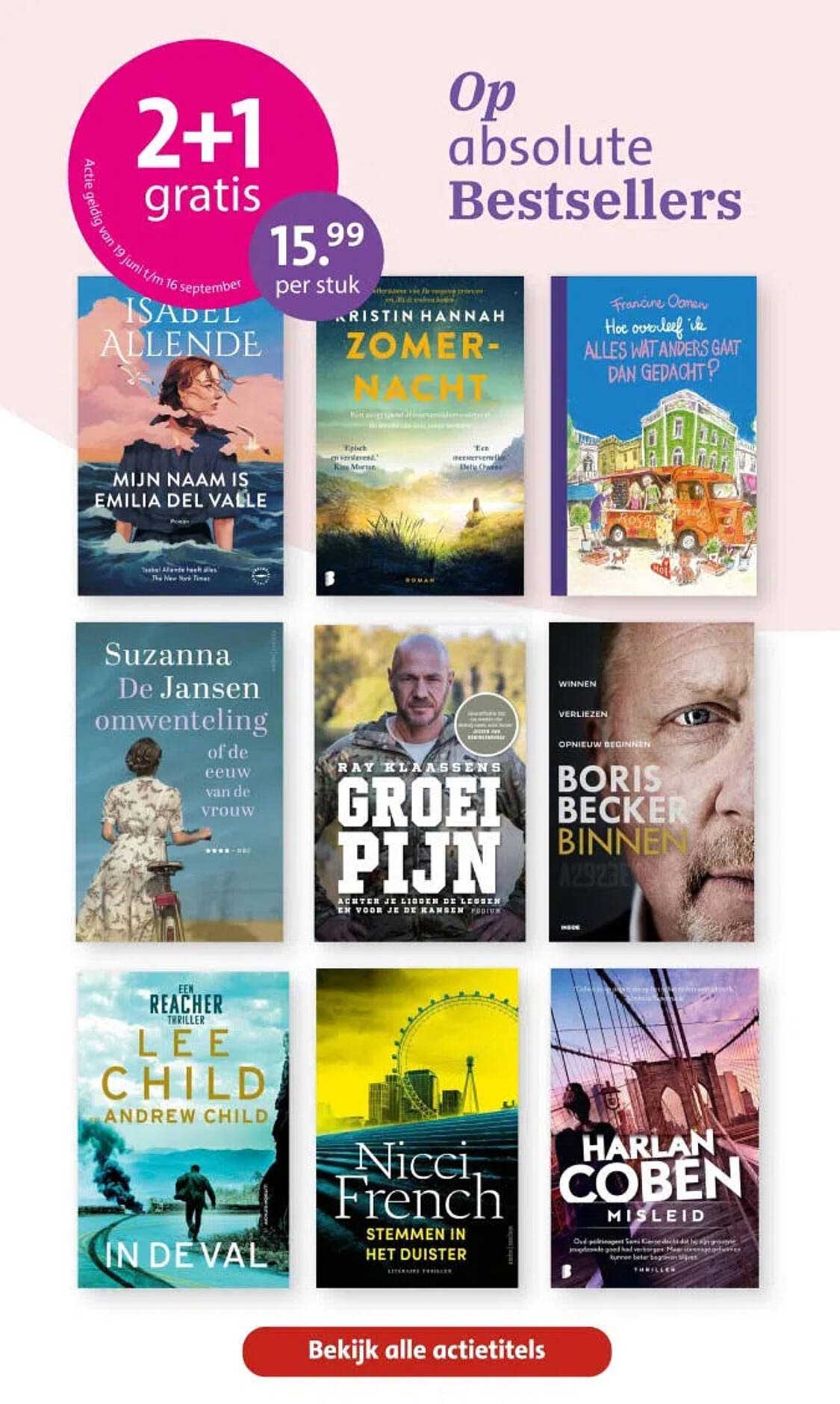 Op absolute Bestsellers 2+1 gratis