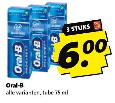 Oral-B alle varianten, tube 75 ml 3 stuks