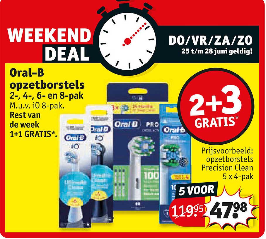 Oral-B opzetborstels 2-, 4-, 6- en 8-pak 1+1 GRATIS* 2+3 GRATIS*