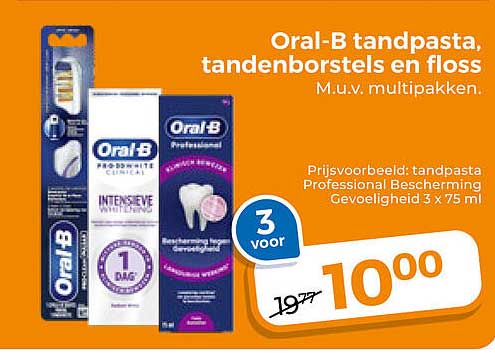 Oral-B tandpasta, tandenborstels en floss M.u.v. multipakken