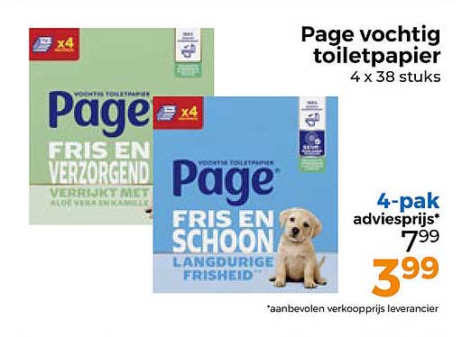 Page vochtig toiletpapier 4 x 38 stuks