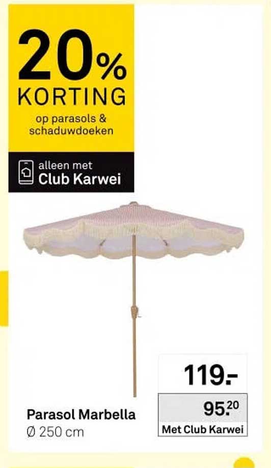 Parasol Marbella Ø 250 cm 20% korting op parasols & schaduwdoeken alleen met Club Karwei