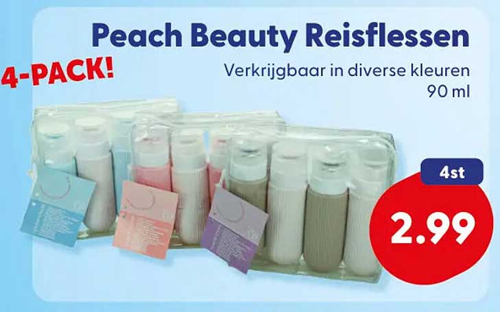 Peach Beauty Reisflessen 4-PACK!