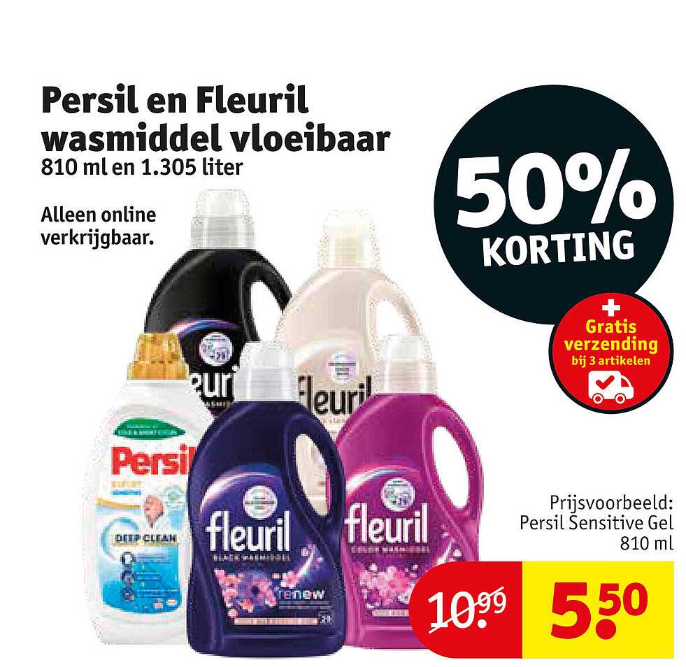 Persil en Fleuril wasmiddel vloeibaar 810 ml en 1.305 liter