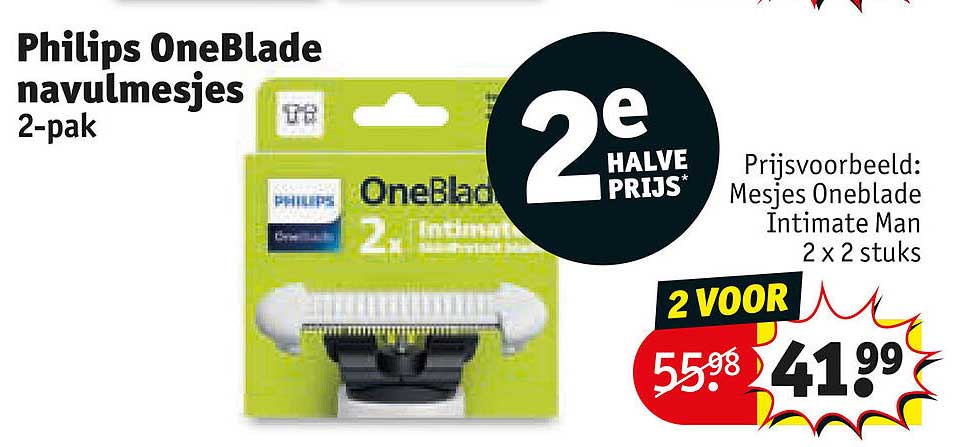 Philips OneBlade navulmesjes 2-pak 2e halve prijs