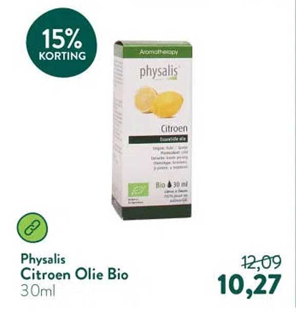Physalis Citroen Olie Bio 30ml 15% korting