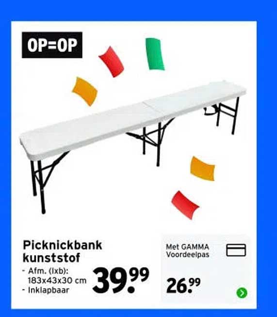 Picknickbank kunststof OP=OP