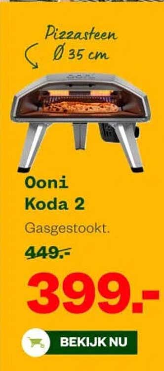 Pizzasteen Ø 35 cm Ooni Koda 2 Gasgestookt.