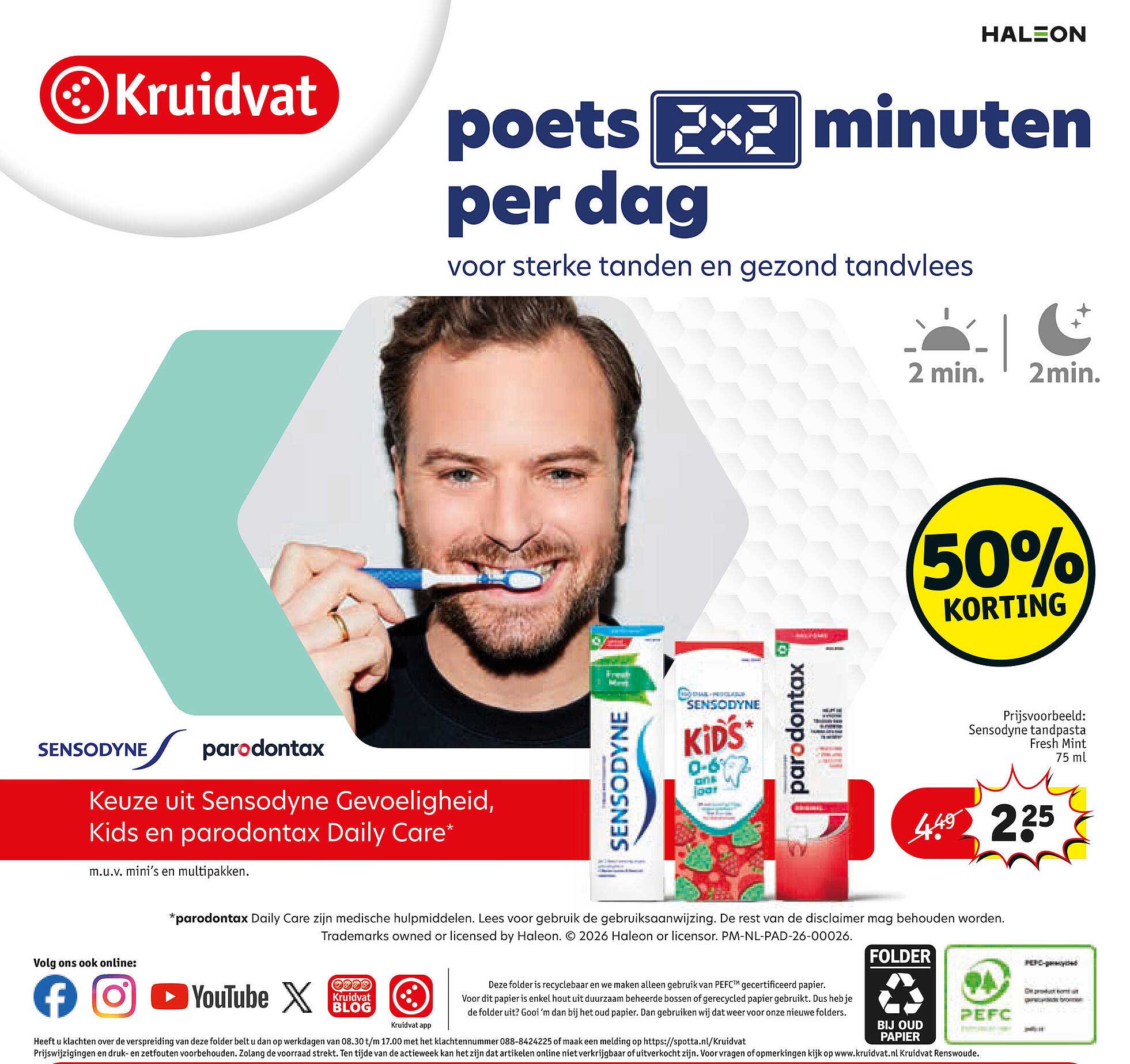 poets 2x2 minuten per dag voor sterke tanden en gezond tandvlees
