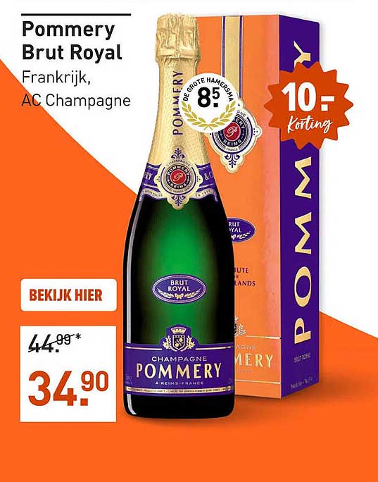 Pommery Brut Royal Frankrijk, AC Champagne 10,- korting