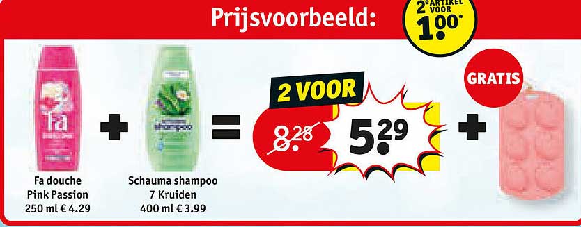 Prijsvoorbeeld: 2 voor 5,29 + gratis