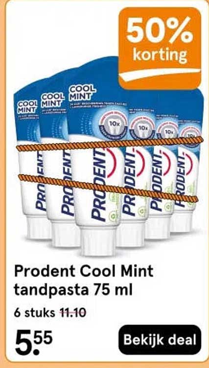 Prodent Cool Mint tandpasta 75 ml 50% korting