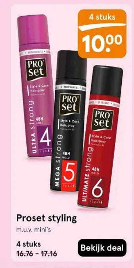 Proset styling m.u.v. mini's 4 stuks