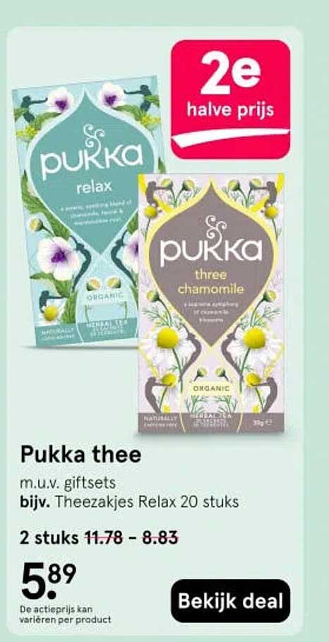 Pukka thee 2e halve prijs