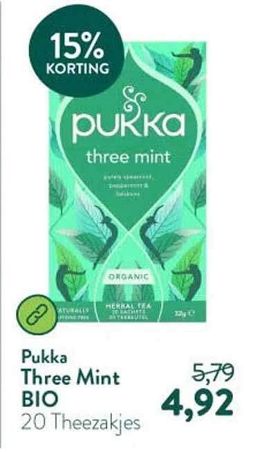 Pukka Three Mint BIO 20 Theezakjes 15% korting