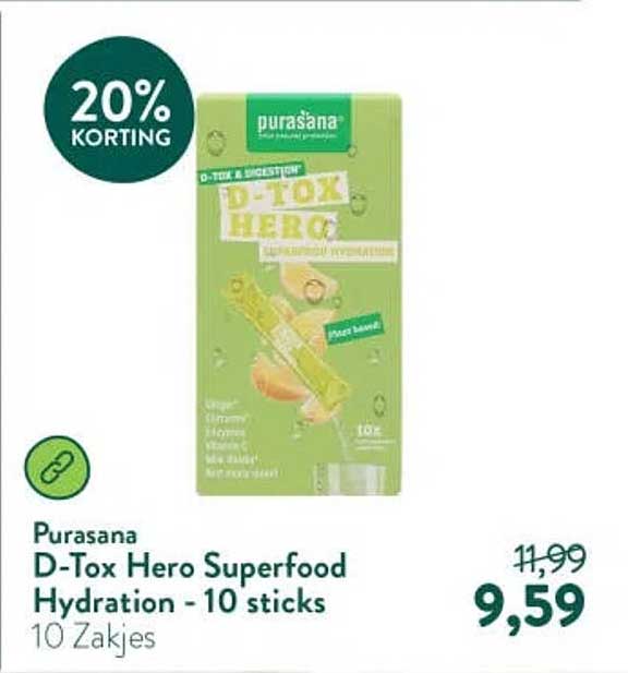 Purasana D-Tox Hero Superfood Hydration - 10 sticks