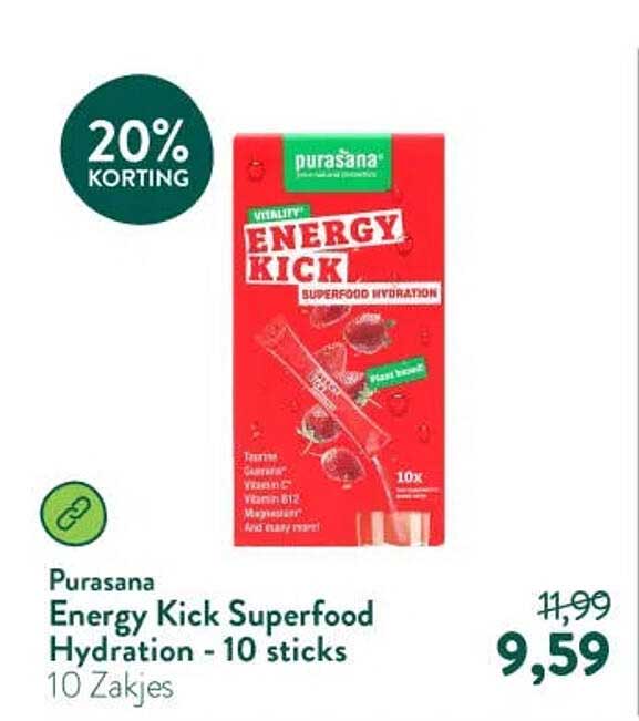 Purasana Energy Kick Superfood Hydration - 10 sticks 20% KORTING