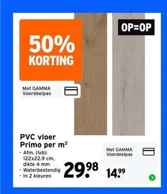 PVC vloer Primo per m² OP=OP