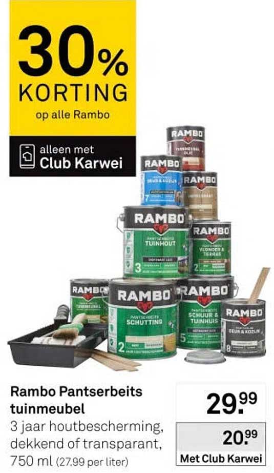 Rambo Pantserbeits tuinmeubel 3 jaar houtbescherming, dekkend of transparant, 750 ml